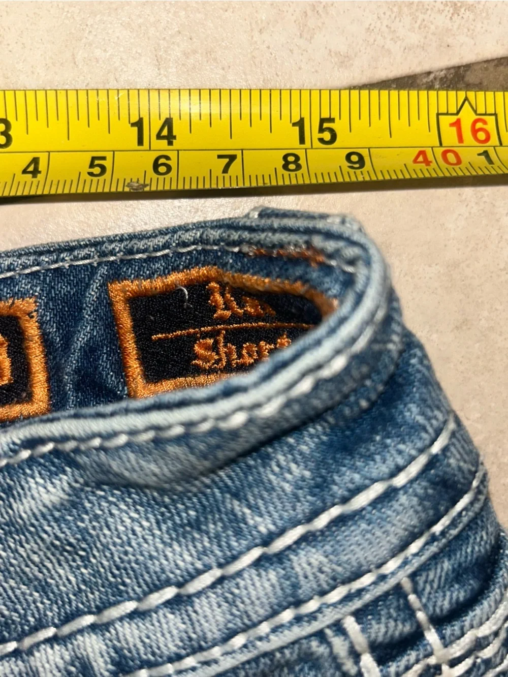Rock Revival Denim Distressed Women’s Shorts - Blue Jean Denim Size 28